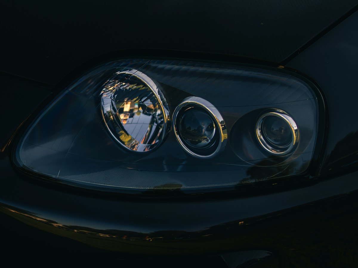 Close-up of a car headlight